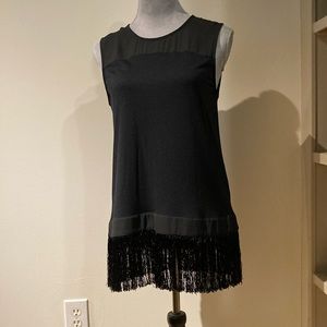 J Crew Black Sleeveless Top With Fringe Bottom Size Small